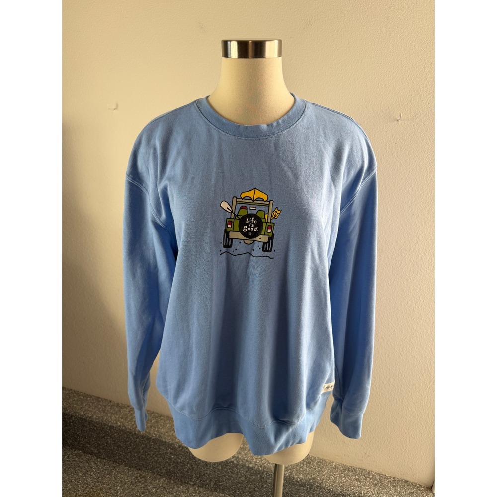 Life is Good Womens XL Blue Crewneck Sweatshirt Spread Good Vibes Pullover